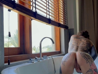 Marseline Top Model wanks in tub, two in 1 bonus,