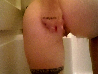 Fat Hucow Star moans as she fucks her own ass in shower